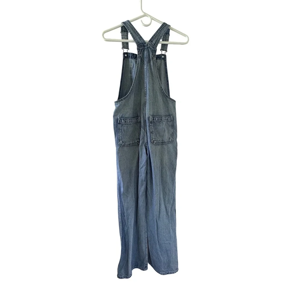 Gap Kids Youth 12 Light Wash Denim Overalls Adjustable Straps Straight Leg Flaw